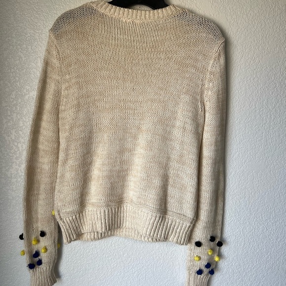 Moth By Anthropologie Knitted Whimsical Pom Pom Sweater Small - Picture 5 of 10